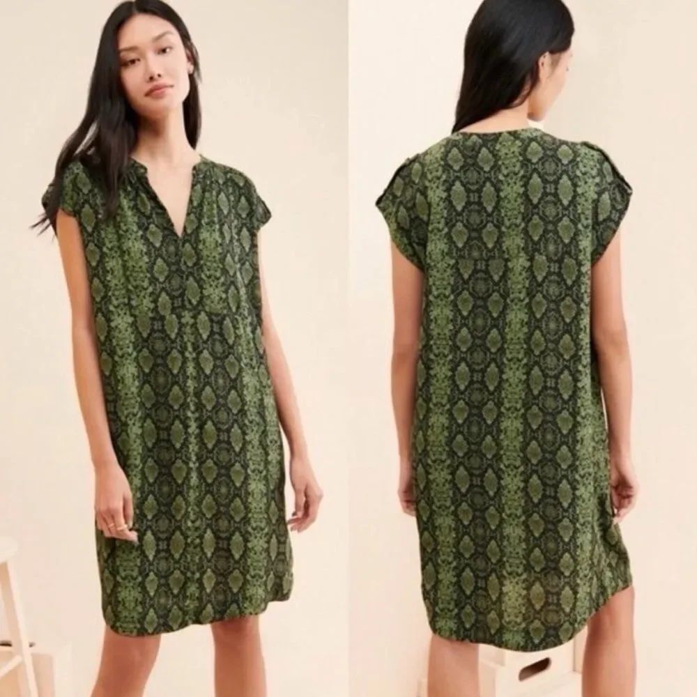 BY ANTHROPOLOGIE | Rachel Green Snake-Print Tunic Shift Dress Women’s Size M